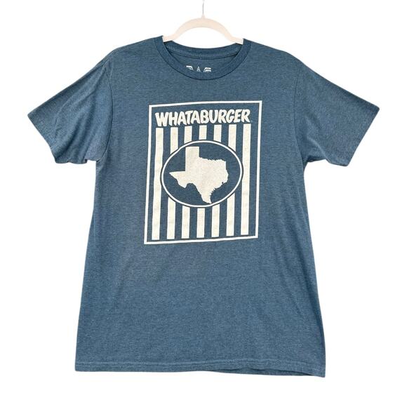 Whataburger Blue Whataburger Logo Texas Map Short Sleeve Graphic T-Shirt Medium - Picture 1 of 5
